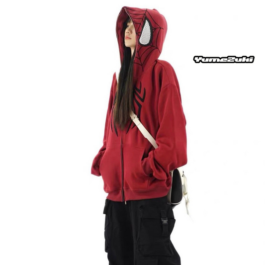 Yumezuki Full Zip Spider Hoodie Red/Black