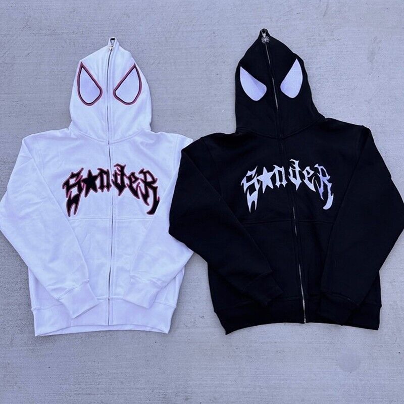 Spider Print Full Zip Hoodie