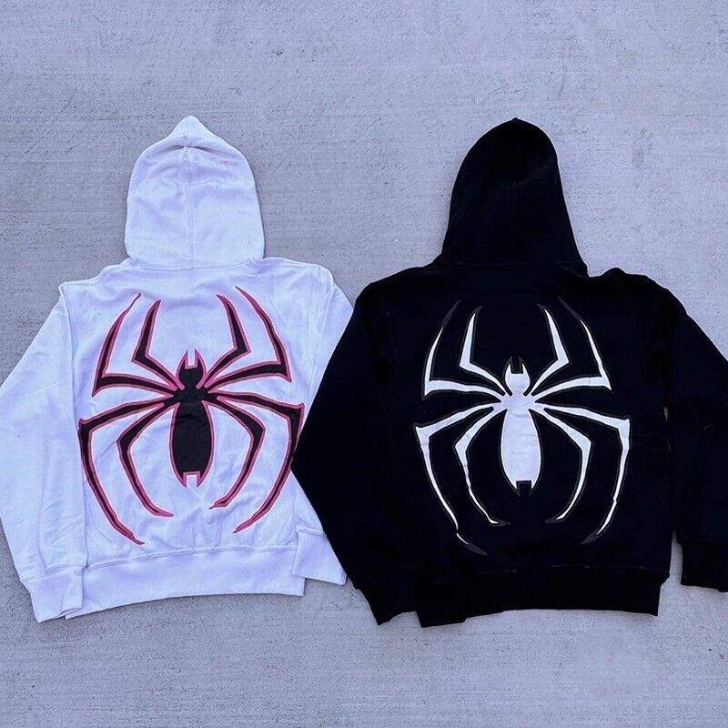 Spider Print Full Zip Hoodie