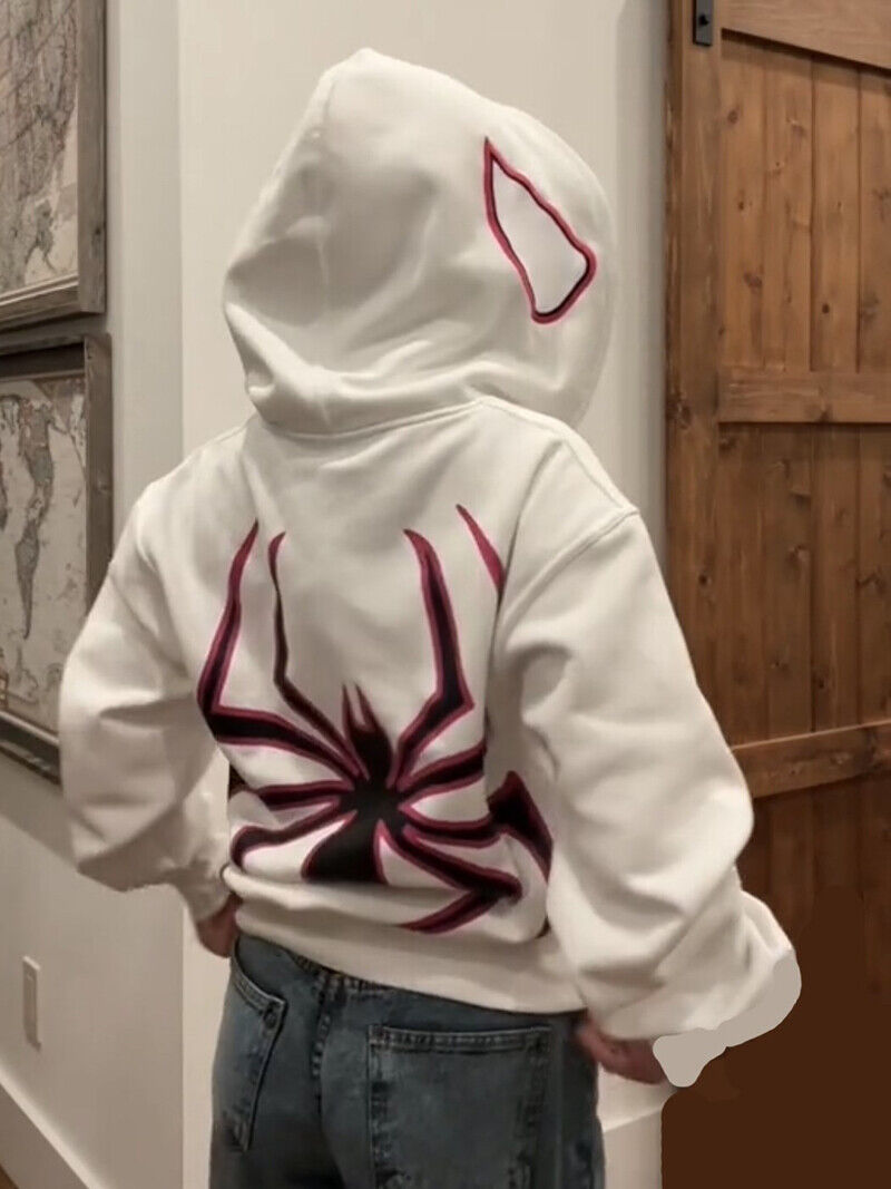 Spider Print Full Zip Hoodie