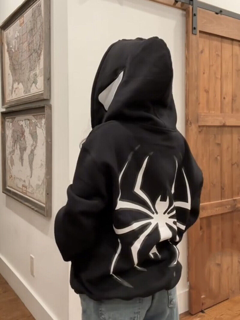 Spider Print Full Zip Hoodie