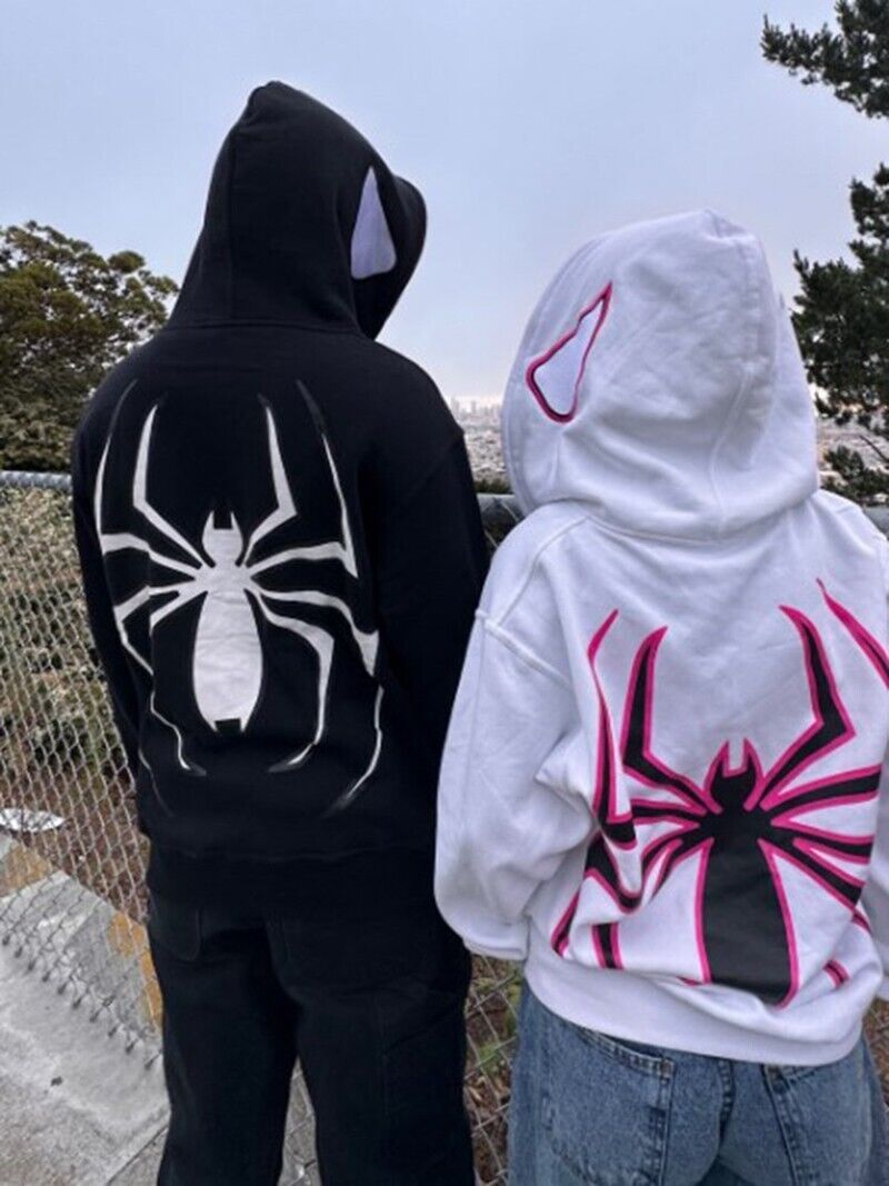 Spider Print Full Zip Hoodie